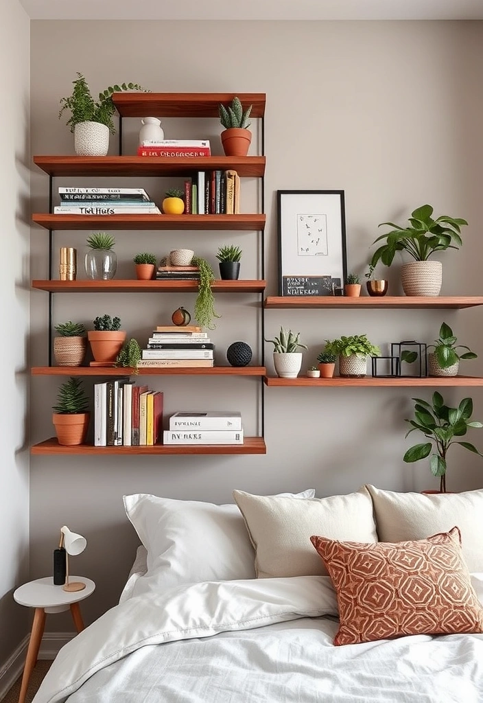 15 Cozy Bedroom Decor Ideas That'll Make You Want to Stay in Bed All Day (Don't Miss #9!) - 12. Wall-Mounted Shelves