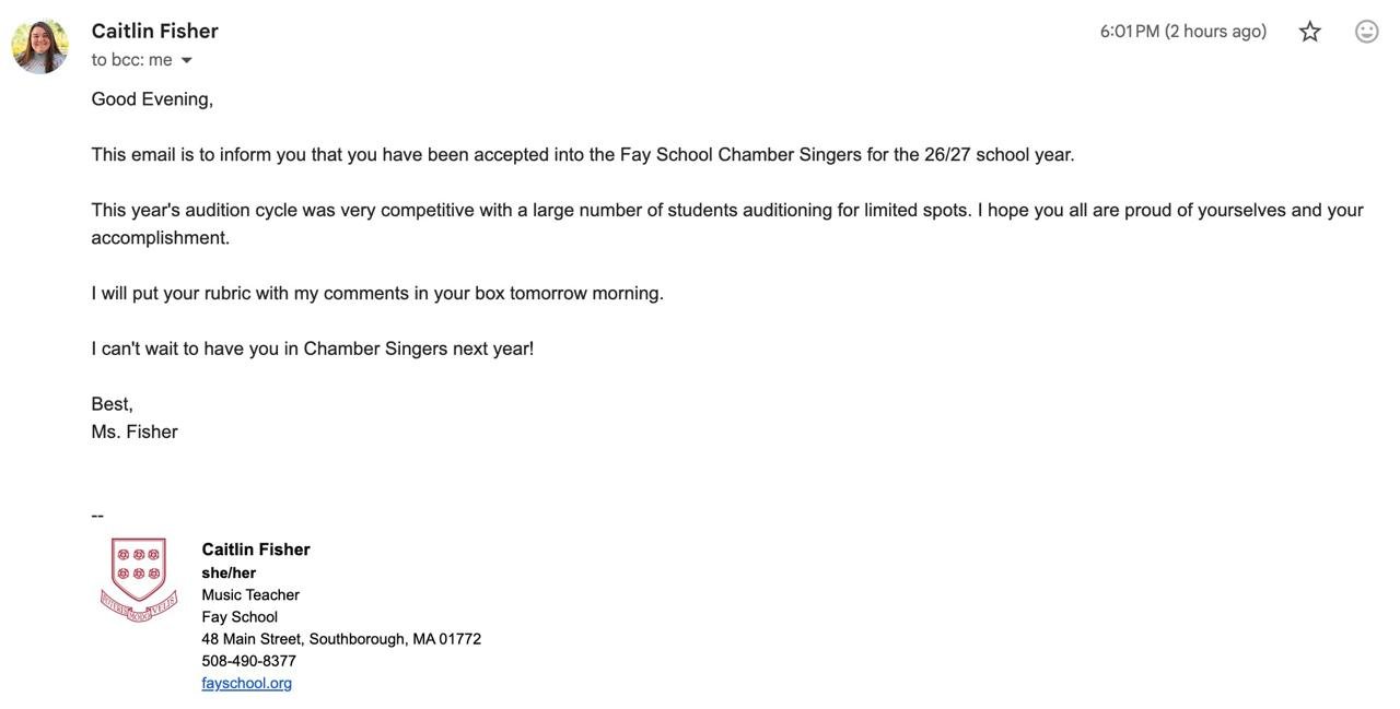 Chamber Singers acceptance